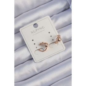 Skygo TJ-BKP9422 Xuping Rose Renk Zirkon Taşlı Bombeli Topçuk Earcuff Küpe