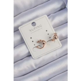 Skygo TJ-BKP9422 Xuping Rose Renk Zirkon Taşlı Bombeli Topçuk Earcuff Küpe