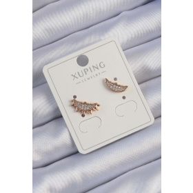 Skygo TJ-BKP9429 Xuping Rose Renk Zirkon Taşlı Ay Ve Güneş Tasarımlı Küpe
