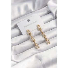 Skygo TJ-BKP9498 316L Çelik Altın Renk Sallantılı Tiffany Model Küpe