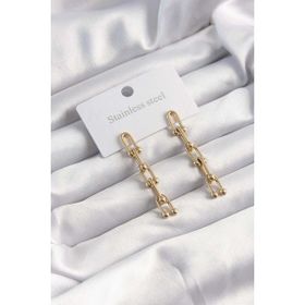 Skygo TJ-BKP9498 316L Çelik Altın Renk Sallantılı Tiffany Model Küpe