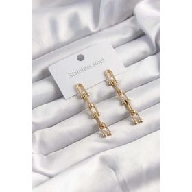 Skygo TJ-BKP9498 316L Çelik Altın Renk Sallantılı Tiffany Model Küpe