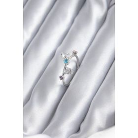 Skygo TJ-BYK2843 Gümüş Renk Renkli Zirkon Taşlı Kadın Yüzük