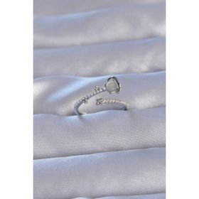 Skygo TJ-BYK3222 Pirinç Gümüş Renk Zirkon Taşlı İncili Satürn Model Ayarlanabilir Yüzük