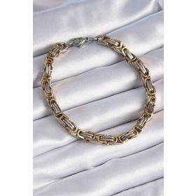 Skygo TJ-EB3695 316L Çelik Gümüş Gold Renk Kral Zincir Model Erkek Bileklik