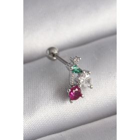 Skygo TJ-PR1227 316L Çelik Gümüş Renk Zirkon Taşlı Tragus Piercing