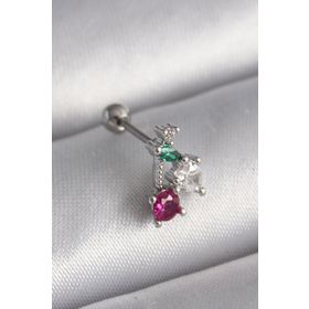 Skygo TJ-PR1227 316L Çelik Gümüş Renk Zirkon Taşlı Tragus Piercing