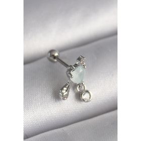Skygo TJ-PR1229 316L Çelik Gümüş Renk Beyaz Minelik Kalp Sallantı Zirkon Taş Detay Tragus Piercing