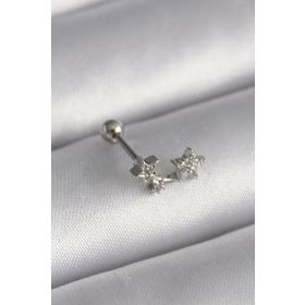 Skygo TJ-PR1245 316L Çelik Gümüş Renk Zirkon Taşlı Yıldız Tragus Piercing
