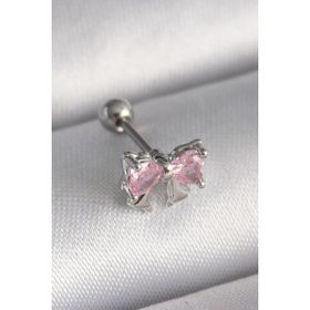 Skygo TJ-PR1251 316L Çelik Gümüş Renk Pembe Zirkon Taşlı Fiyonk Tragus Piercing