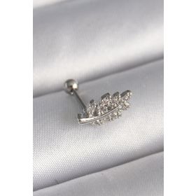 Skygo TJ-PR1259 316L Çelik Gümüş Renk Zirkon Taşlı Dal Tragus Piercing