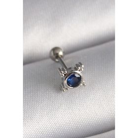 Skygo TJ-PR1271 316L Çelik Gümüş Renk Mavi Zirkon Taşlı Tragus Piercing