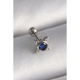 Skygo TJ-PR1271 316L Çelik Gümüş Renk Mavi Zirkon Taşlı Tragus Piercing