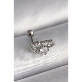 Skygo TJ-PR1275 316L Çelik Gümüş Renk Zirkon Taşlı Toplu İğne Tragus Piercing