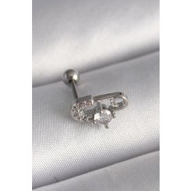 Skygo TJ-PR1275 316L Çelik Gümüş Renk Zirkon Taşlı Toplu İğne Tragus Piercing