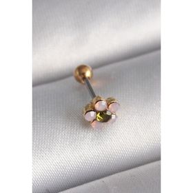 Skygo TJ-PR1276 316L Çelik Gold Renk Zirkon Taşlı Çiçek Tragus Piercing