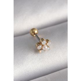 Skygo TJ-PR1282 316L Çelik Gold Renk Zirkon Taşlı Çiçek Model Tragus Piercing