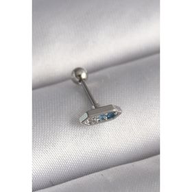 Skygo TJ-PR1285 316L Çelik Gümüş Renk Mavi Zirkon Taşlı Tragus Piercing