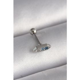 Skygo TJ-PR1285 316L Çelik Gümüş Renk Mavi Zirkon Taşlı Tragus Piercing