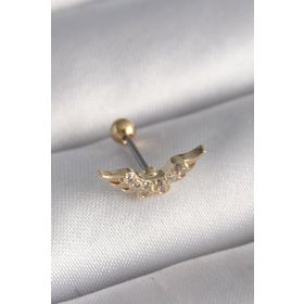 Skygo TJ-PR1290 316L Çelik Gold Renk Zirkon Taş Detay Kanat Model Tragus Piercing