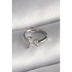 Skygo TJ-PR1321 316L Çelik Gümüş Renk Zirkon Taşlı Kelebek Model Tragus Piercing