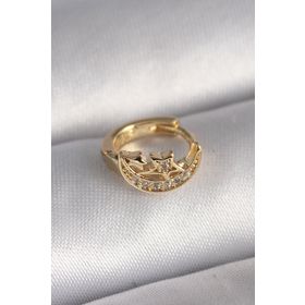 Skygo TJ-PR1322 316L Çelik Gold Renk Zirkon Taşlı Ay Yıldız Model Tragus Piercing