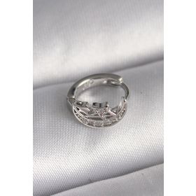 Skygo TJ-PR1323 316L Çelik Gümüş Renk Zirkon Taşlı Ay Yıldız Model Tragus Piercing