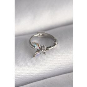 Skygo TJ-PR1327 316L Çelik Gümüş Renk Zirkon Taşlı Kelebek Model Tragus Piercing