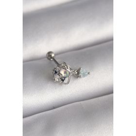 Skygo TJ-PR1361 316L Çelik Gümüş Renk Zirkon Taşlı Sallantı Kalp Detay Tragus Piercing