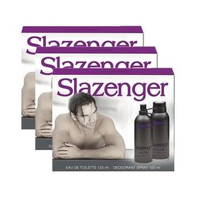 Slazenger Active Sport Mor 3'lü 125 ml Erkek Parfüm 150 ml Deodarant Set