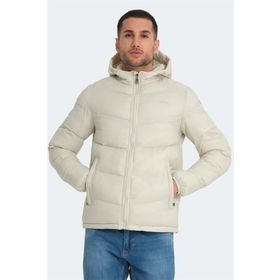Slazenger World Beyaz Kapüşonlu Şişme Erkek Mont