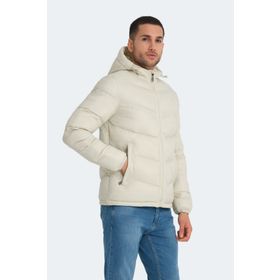 Slazenger World Beyaz Kapüşonlu Şişme Erkek Mont