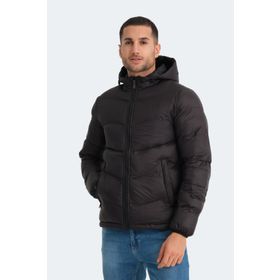 Slazenger World Siyah Kapüşonlu Şişme Erkek Mont