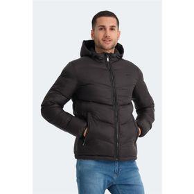 Slazenger World Siyah Kapüşonlu Şişme Erkek Mont