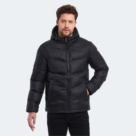 Slazenger World Siyah Kapüşonlu Şişme Erkek Mont