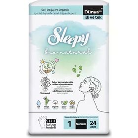 Sleepy 1 Bio Natural Premium Plus Normal 24'lı Hijyenik Ped