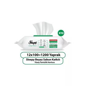 Sleepy 100'lü Easy Clean Beyaz Sabun Katkılı Yüzey Temizlik Havlusu