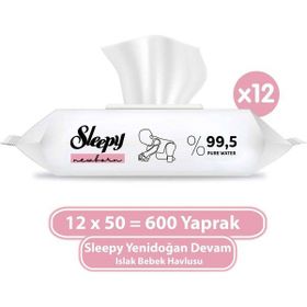 Sleepy 12x50'li Yenidoğan Devam Islak Bebek Bakım Havlusu