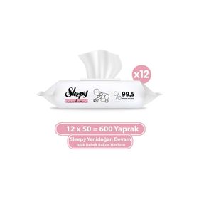 Sleepy 12x50'li Yenidoğan Devam Islak Bebek Bakım Havlusu