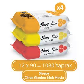 Sleepy 12x90'lı Citrus Garden Islak Bebek Havlusu