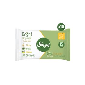 Sleepy 15'li Doğal Organik Pamuklu Cep Mendilli (10 adet)