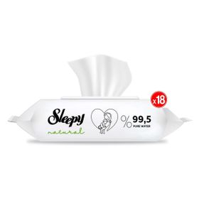 Sleepy 18x90 lı Natural Yenidoğan 1620 Yaprak Plastik Kapaklı Islak Havlu Mendil