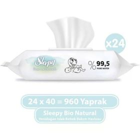 Sleepy 40 Yaprak Bio Natural Islak Havlu (3 adet)