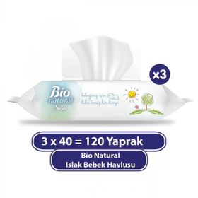 Sleepy 40 Yaprak Bio Natural Islak Havlu (3 adet)