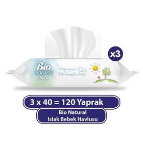 Sleepy 40 Yaprak Bio Natural Islak Havlu (3 adet)