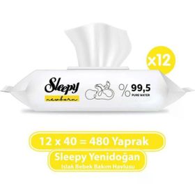 Sleepy 40'lı Yenidoğan Islak Bebek Havlusu (6 adet)