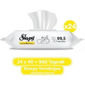 Sleepy 40'lı Yenidoğan Islak Bebek Havlusu (6 adet)