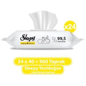 Sleepy 40'lı Yenidoğan Islak Bebek Havlusu