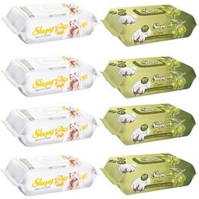 Sleepy 4x90'lı Sensitive + 4x90'lı Zeytinyağlı Islak Havlu