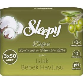 Sleepy 50'li Zeytinyağlı Islak Havlu (3 adet)